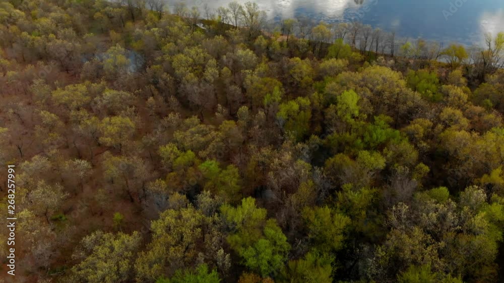 Aerial reveal of sandbars and an amazing reflection on a river Aerial reveal of sandbars and an amazing reflection on a river