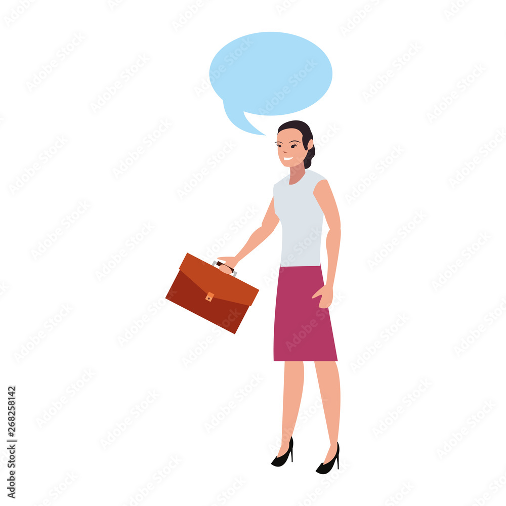 businesswoman briefcase speech bubble businesswoman briefcase speech bubble