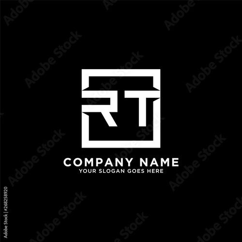 RT initial logo design, square letter, clean and clever vector