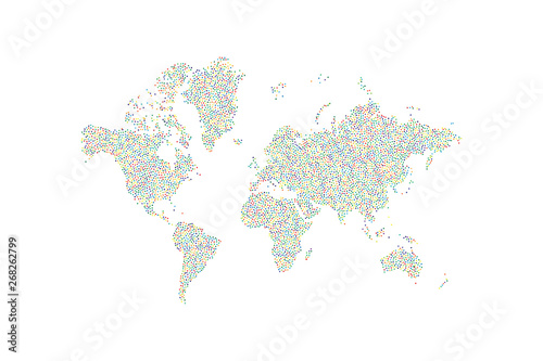 Abstract World Map with lots of color spots. Flat vector illustration EPS 10