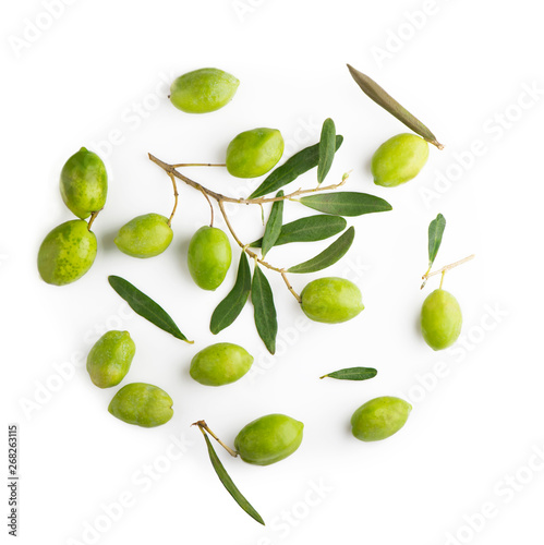 Wallpaper Mural Vertical green olive branch isolated on white background Torontodigital.ca