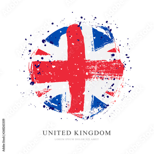 Flag of Great Britain in the form of a large circle. Vector illustration