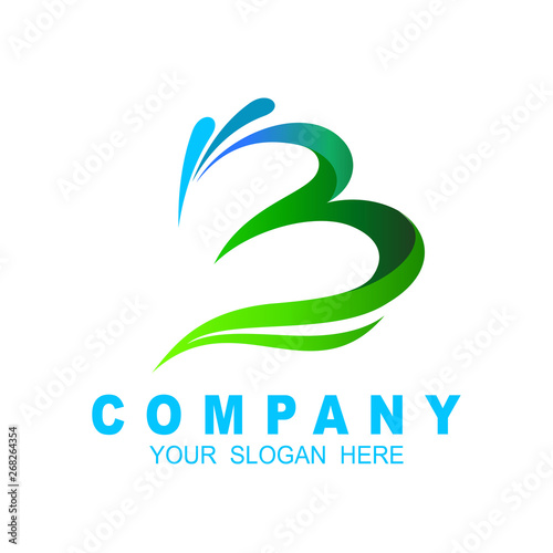Letter B leaf logo design template