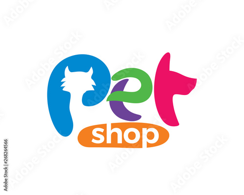 Modern Pet Shop Sign Logo In Isolated White Background