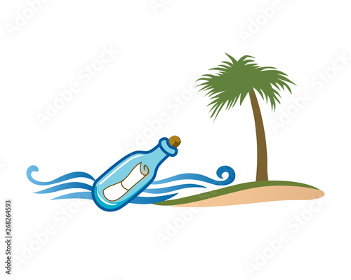 Message In A Bottle Logo In Isolated White Background
