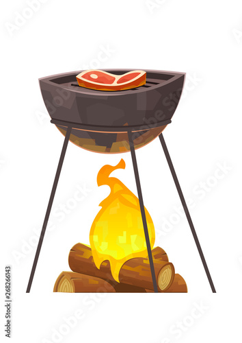 BBQ and grill illustration barbecue with meat