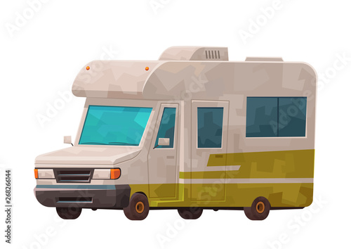 Travelling camping car isolated on white background