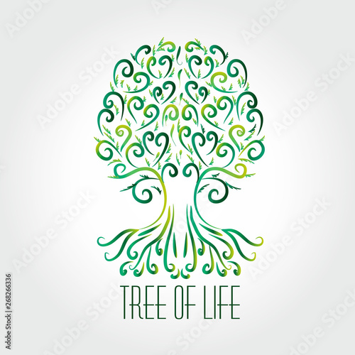 Logo tree swirly hearts symbol icon vector