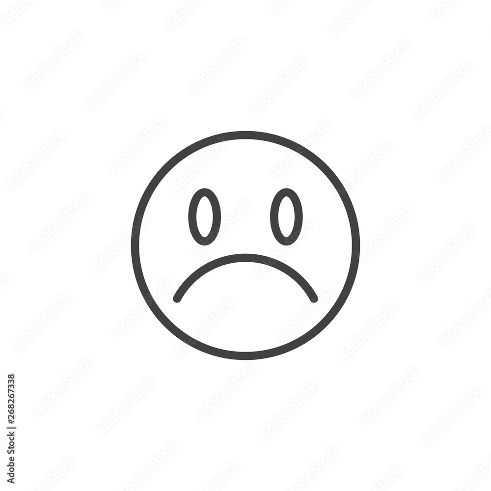 Frowning Face emoji line icon. Unhappy smiley linear style sign for mobile concept and web design. Sad face emoticon outline vector icon. Symbol, logo illustration. Vector graphics Frowning Face emoji line icon. Unhappy smiley linear style sign for mobile concept and web design. Sad face emoticon outline vector icon. Symbol, logo illustration. Vector graphics