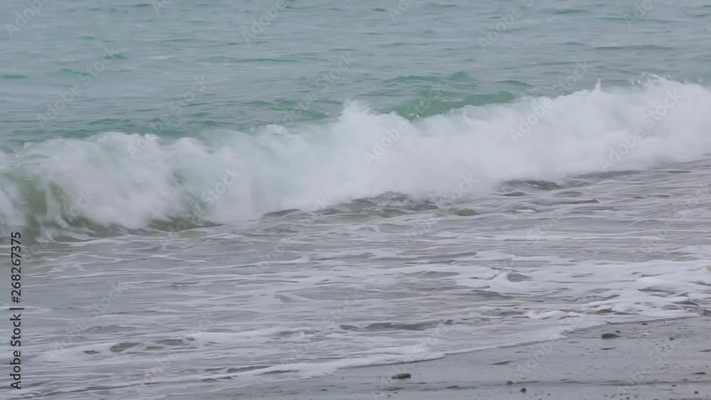 Strong waves on the Black sea in cloudy weather with sound Strong waves on the Black sea in cloudy weather with sound