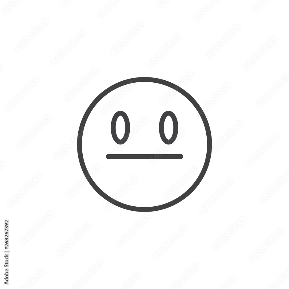 Neutral Face emoji line icon. linear style sign for mobile concept and web design. Straight Face emoticon outline vector icon. Symbol, logo illustration. Vector graphics Neutral Face emoji line icon. linear style sign for mobile concept and web design. Straight Face emoticon outline vector icon. Symbol, logo illustration. Vector graphics