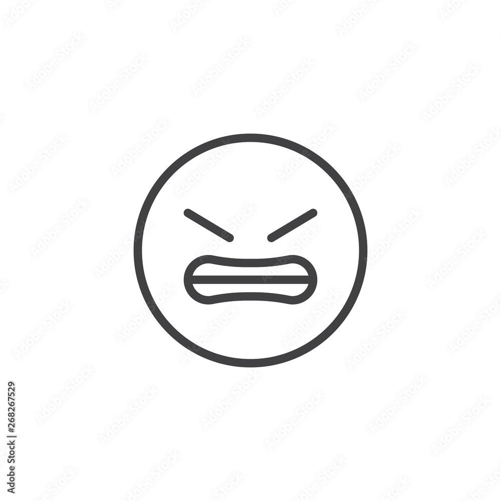 Grimacing Face emoji line icon. linear style sign for mobile concept and web design. Angry Face emoticon outline vector icon. Symbol, logo illustration. Vector graphics Grimacing Face emoji line icon. linear style sign for mobile concept and web design. Angry Face emoticon outline vector icon. Symbol, logo illustration. Vector graphics