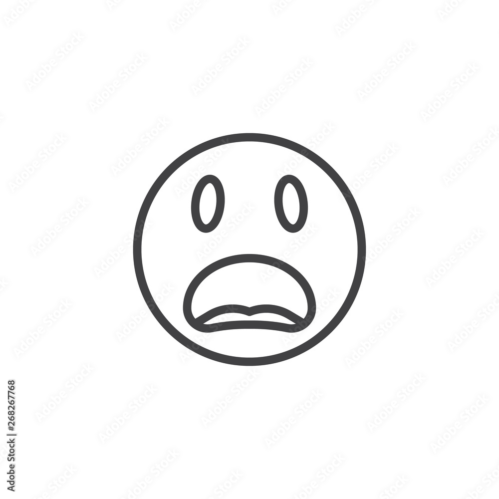 Scared face emoticon filled outline icon, Stock vector