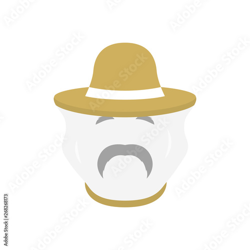 Beekeeper with protect hat icon. Men farmer face. Vector illustration.