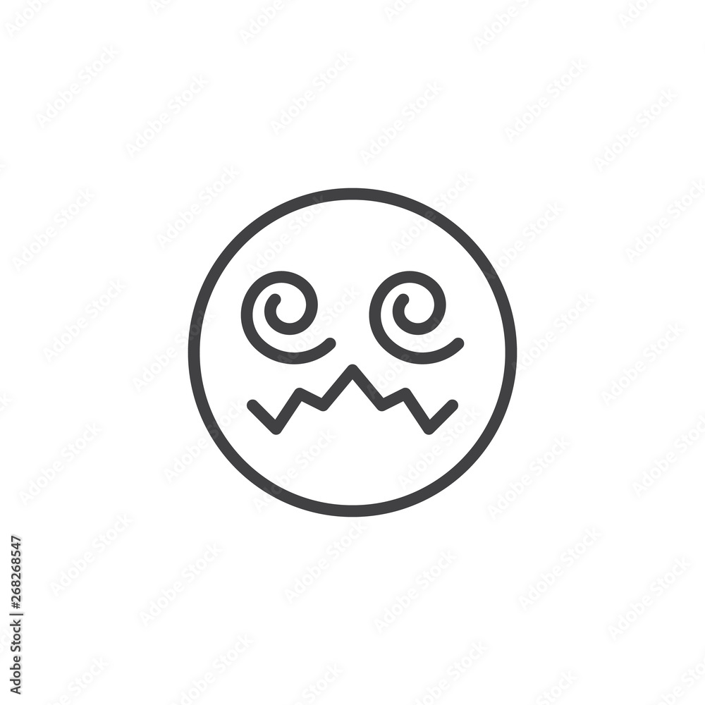 Hypnotized emoji face line icon. linear style sign for mobile concept and web design. Confounded Face emoticon outline vector icon. Symbol, logo illustration. Vector graphics Hypnotized emoji face line icon. linear style sign for mobile concept and web design. Confounded Face emoticon outline vector icon. Symbol, logo illustration. Vector graphics