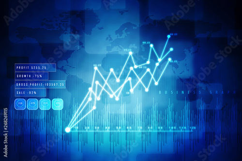 2d rendering Stock market online business concept. business Graph 