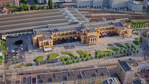 Drone footage of Wrocław Główny railway station.