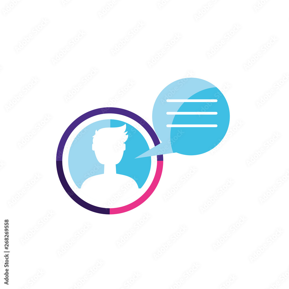 male user account with speech bubble male user account with speech bubble