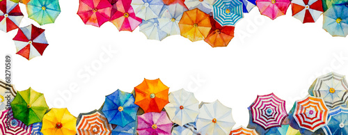 Canvas Print Hello summer watercolor painting colorful umbrella.