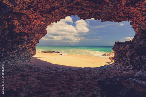 Amazing view from a sea cave at the tropical beach of Bali, Indonesia © Konstantin