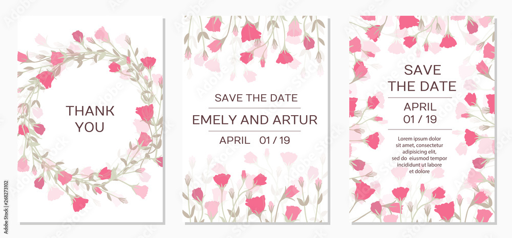 Romantic tender floral design for wedding invitation Romantic tender floral design for wedding invitation