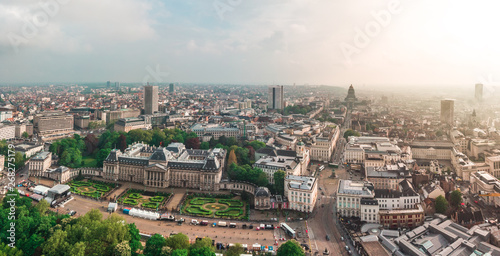 Panoramic aerial view of the Royal Palace Brussels, Belgium