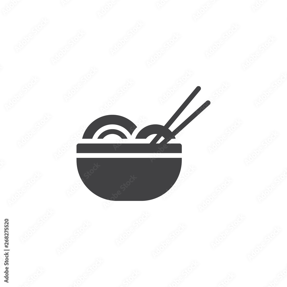 Noodles bowl and chopsticks vector icon. filled flat sign for mobile concept and web design. Asian Food Noodles glyph icon. Symbol, logo illustration. Pixel perfect vector graphics Noodles bowl and chopsticks vector icon. filled flat sign for mobile concept and web design. Asian Food Noodles glyph icon. Symbol, logo illustration. Pixel perfect vector graphics