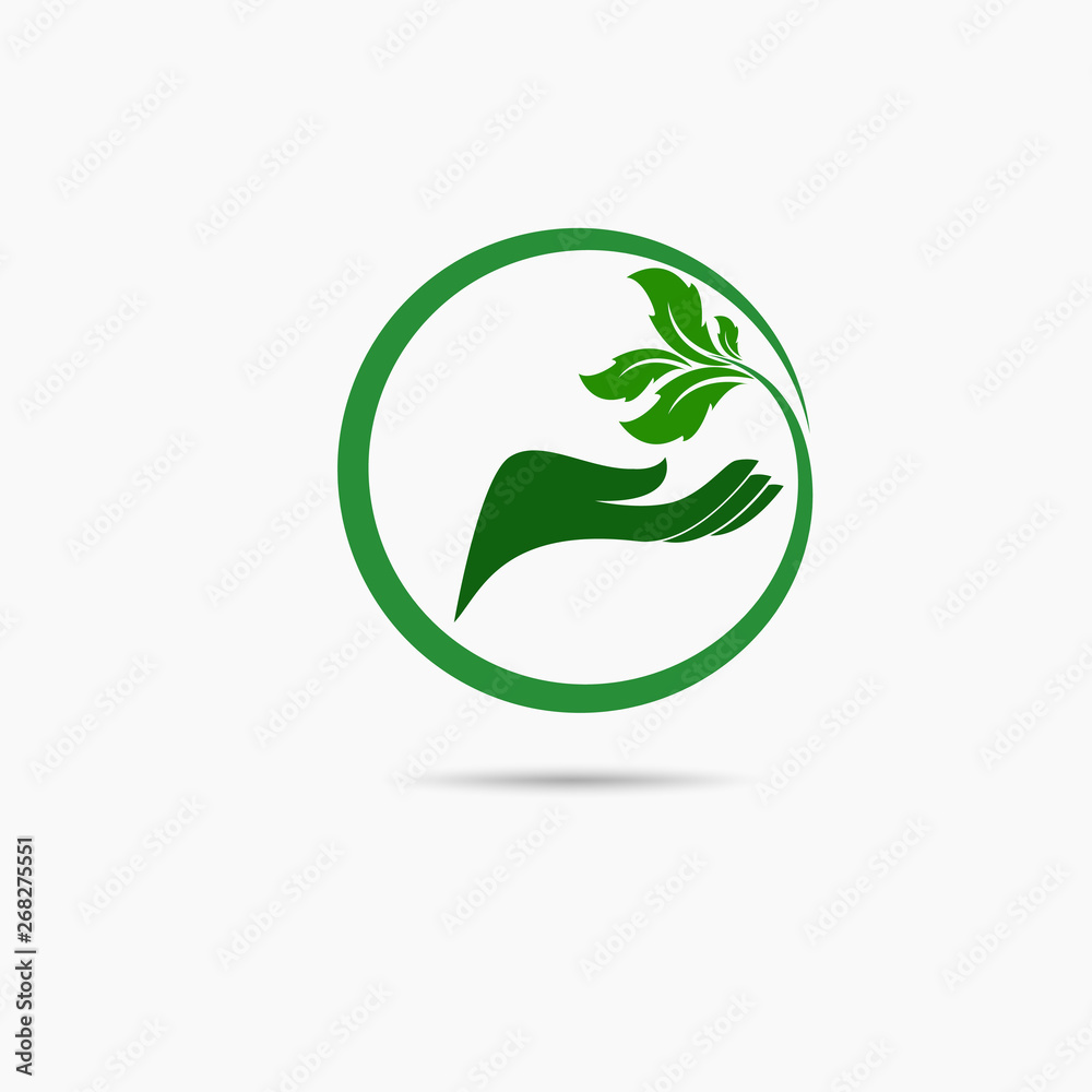 Sprout in a hand sign protection. Sprout in a hand sign protection.