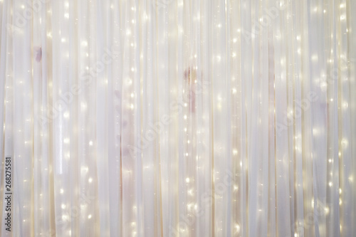 White curtain backdrop with small LED lights decoration