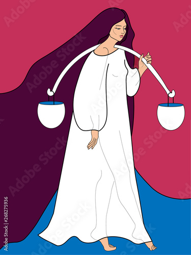 a simple colored picture of a beautiful slender girl symbolizing zodiac sign