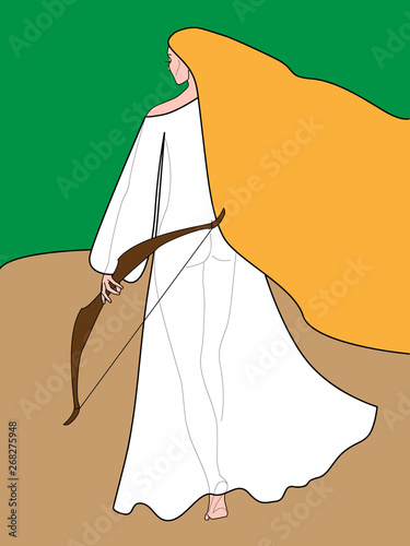 a simple colored picture of a beautiful slender girl symbolizing zodiac sign