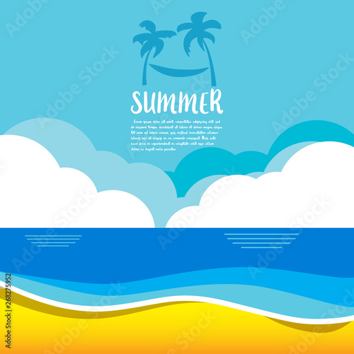 Summer vector illustration concept of happiness and holiday background