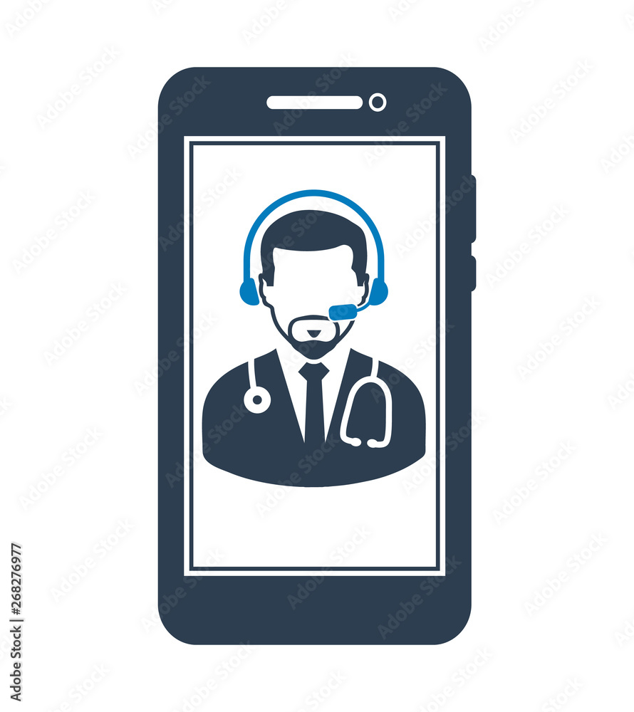 Online Medical consultant icon. Flat style vector EPS. Online Medical consultant icon. Flat style vector EPS.