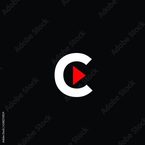 C letter forward play icon logo vector