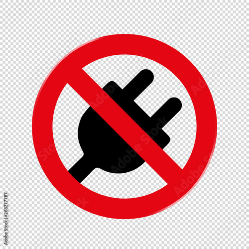 Forbidden Sign No Plug - Vector Illustration - Isolated On Transparent Background