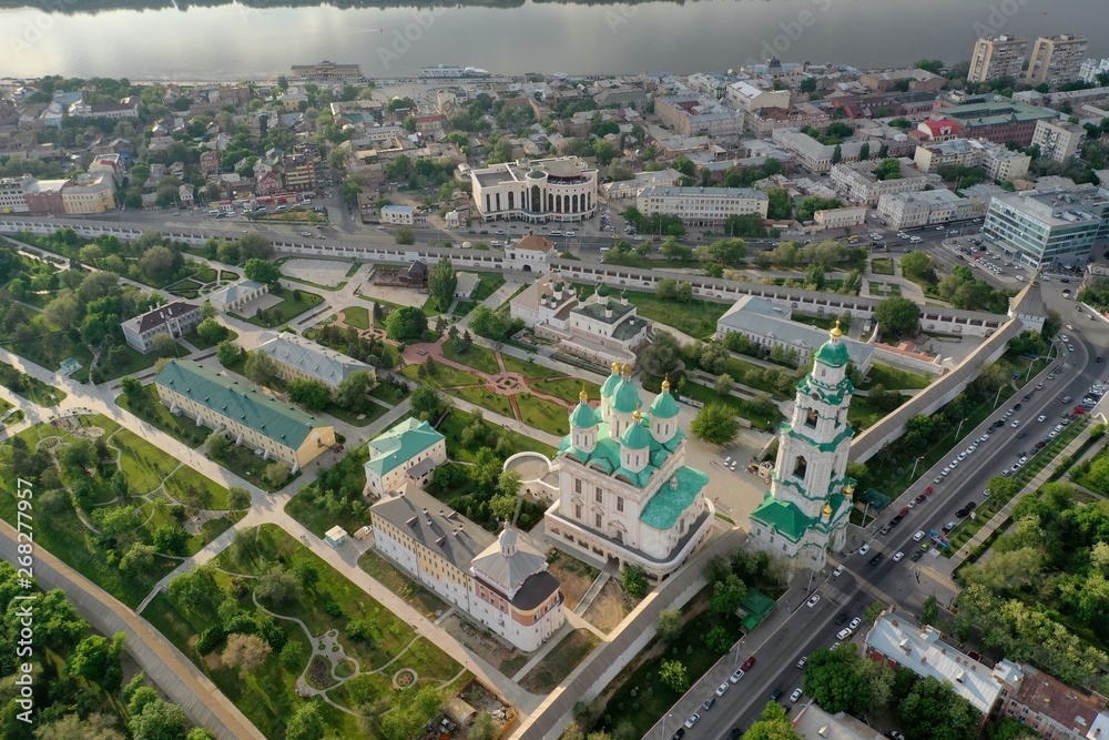 Aerial view of the Astrakhan Kremlin, historical and architectural complex. Russia, Astrakhan Aerial view of the Astrakhan Kremlin, historical and architectural complex. Russia, Astrakhan