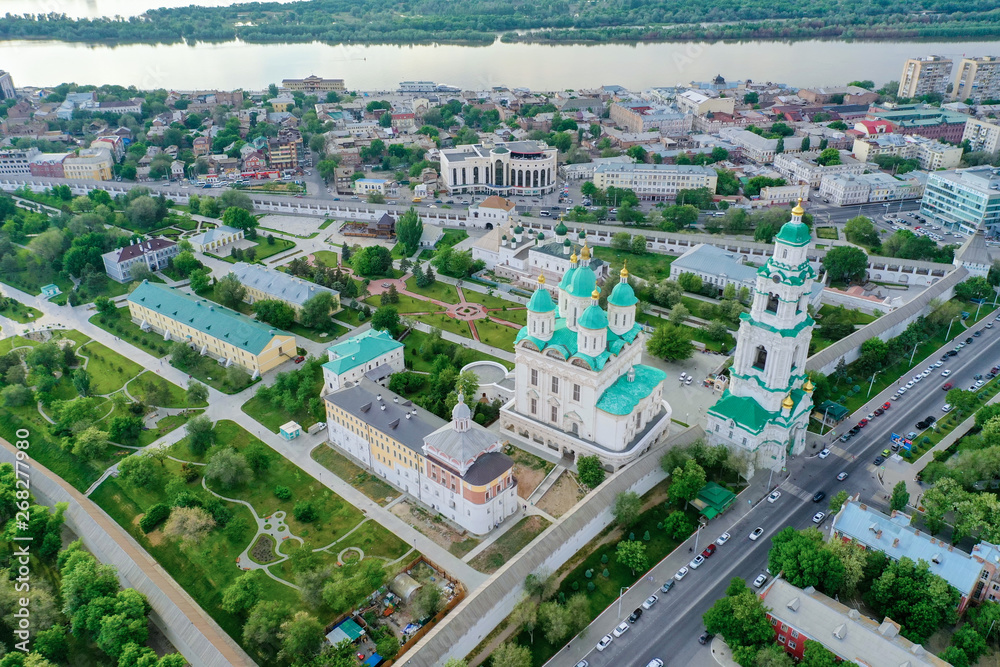 Aerial view of the Astrakhan Kremlin, historical and architectural complex. Russia, Astrakhan Aerial view of the Astrakhan Kremlin, historical and architectural complex. Russia, Astrakhan