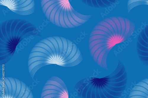 abstract wired shells floating seamless aquatic blue pink