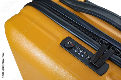 Suitcase or travel bag combination lock. dials set to 777
