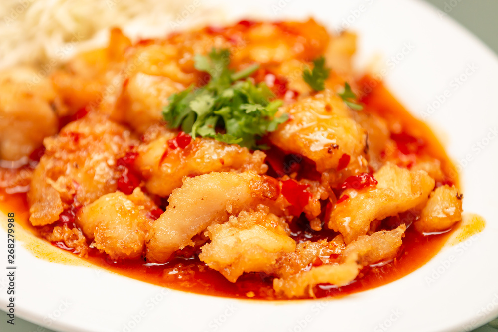 Spicy fried Pangasius Fillet (Pangasius Hypopthalmus),Thailand food Spicy fried Pangasius Fillet (Pangasius Hypopthalmus),Thailand food
