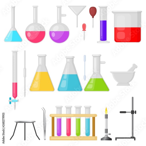 Set of laboratory equipment glassware Vector image