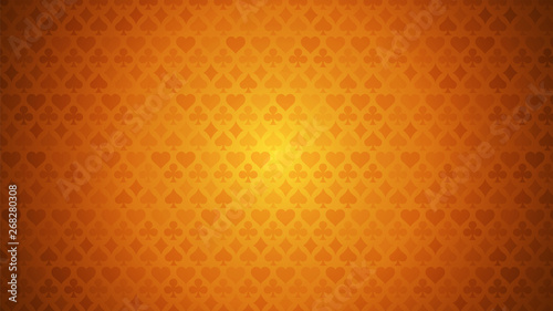 Colorful background with card suits. Picture spades, hearts, diamonds, clubs. Background for gambling, casino advertising. Vector illustration.
