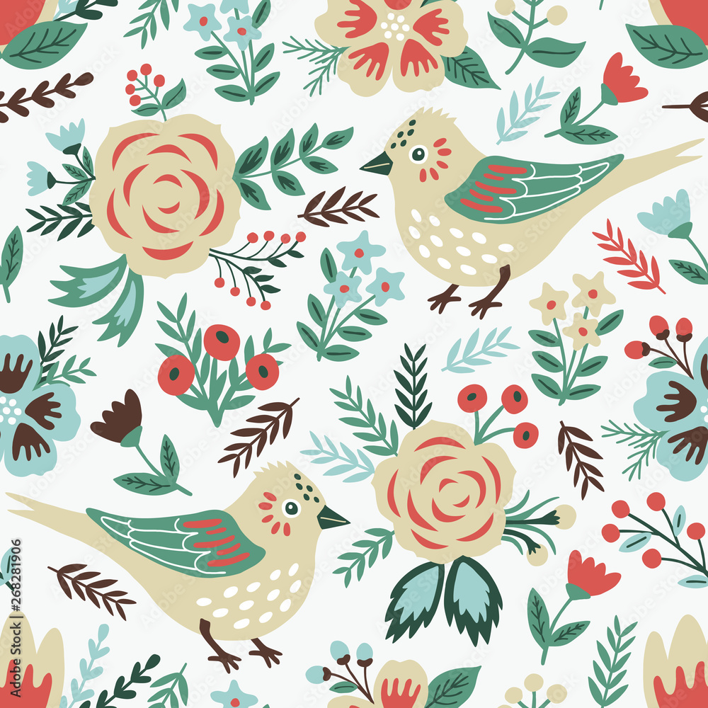 Bird seamless background. Vector illustration. Wrapping. Surface design. Bird seamless background. Vector illustration. Wrapping. Surface design.