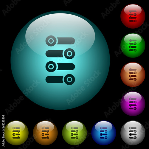 Fine tune icons in color illuminated glass buttons