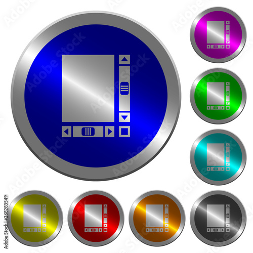 Blank document with scroll bars luminous coin-like round color buttons
