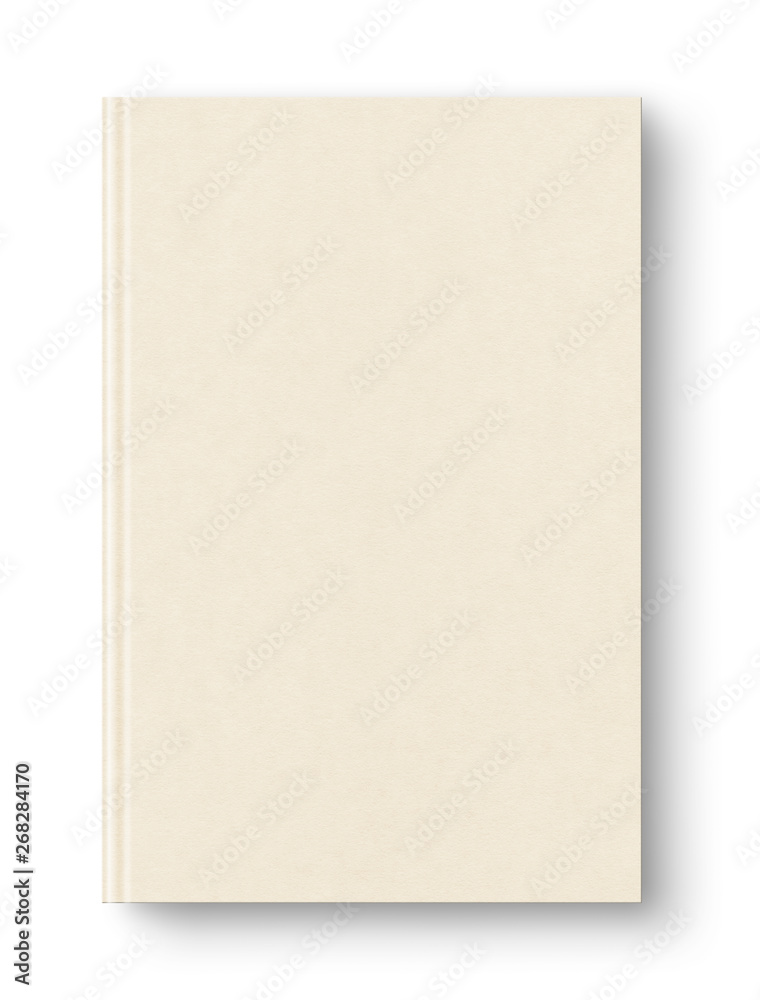 Closed beige blank book isolated on white Closed beige blank book isolated on white