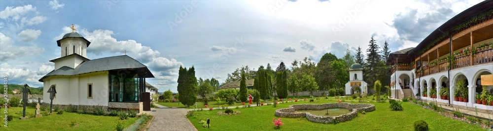 the Ostrov monastery in Calimanesti city - Romania 12.May.2019 is an Orthodox monastery built on an island on the Olt River