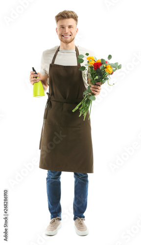 Handsome florist on white b...