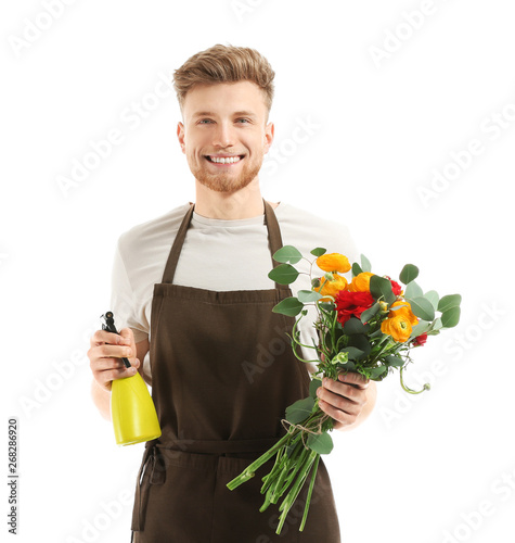 Handsome florist on white b...
