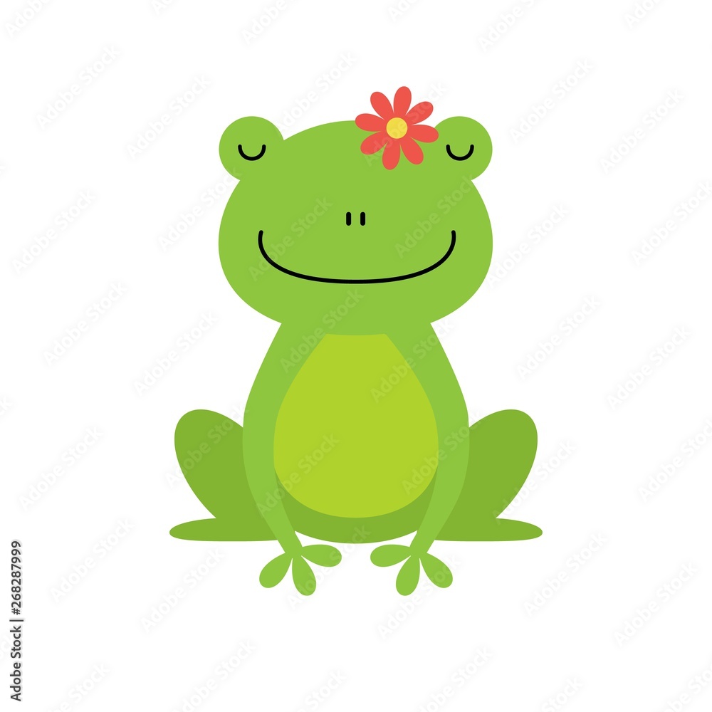 Cute green frog cartoon character isolated on white background Cute green frog cartoon character isolated on white background